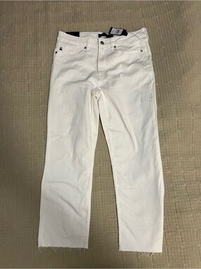 Tommy Hilfiger Women's White Straight-Leg Jeans with Raw Hem